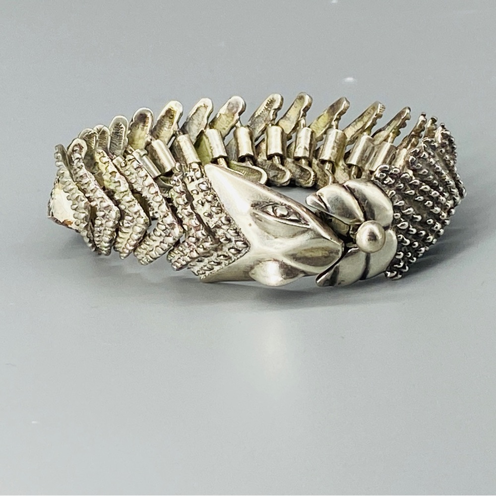 Vintage Taxco Sterling Silver D’Molina Cayman / Crocodile Bracelet Mexico - Picture 10 of 16